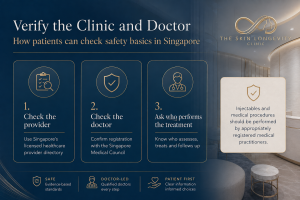 Guide to verifying an aesthetic clinic and registered doctor in Singapore before undergoing medical aesthetic treatment.