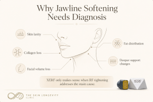 Jawline softening causes including skin laxity collagen loss facial volume loss fat distribution and support changes