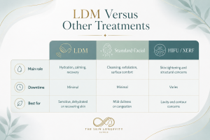 LDM versus standard facial HIFU and XERF comparison for hydration recovery and skin tightening