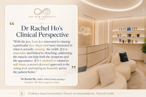 Dr Rachel Ho’s clinical perspective on assessing muscular, skeletal and soft-tissue causes of lower-face width before recommending treatment.