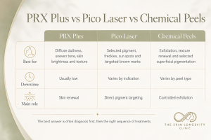PRX Plus versus Pico Laser versus chemical peels for pigmentation, dark spots and skin brightening in Singapore