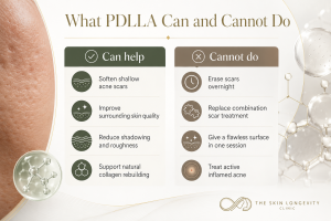 How PDLLA helps acne scars by stimulating fibroblasts, collagen rebuilding and scar lift in the dermis