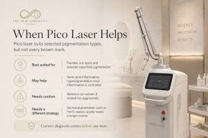 When Pico laser helps pigmentation treatment in Singapore including freckles, sun spots, PIH and melasma caution
