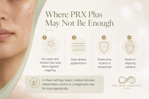 Where PRX Plus may not be enough for sun spots, deep dermal pigmentation, active acne, eczema and severe melasma