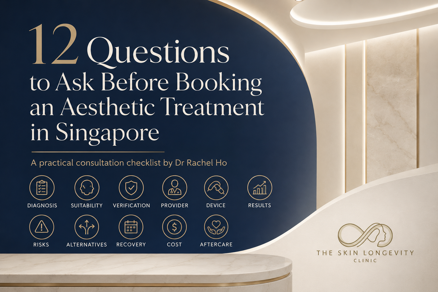Twelve questions to ask before booking an aesthetic treatment in Singapore, covering diagnosis, licensing, results, risks, costs and aftercare.