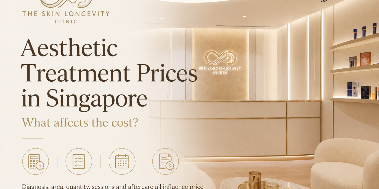 The Skin Longevity Clinic reception with a guide to aesthetic treatment prices in Singapore and the factors affecting total cost.