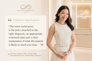 Dr Rachel Ho at The Skin Longevity Clinic with her clinical perspective on aesthetic treatment pricing in Singapore.