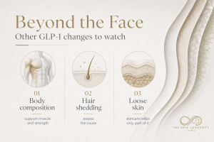 GLP-1 changes beyond the face showing body composition, hair shedding and loose skin.