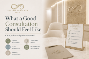 Patient-centred aesthetic consultation in Singapore with careful examination, clear explanation, realistic expectations, transparent pricing and follow-up.