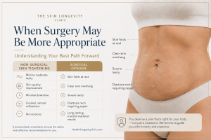 Comparison of nonsurgical skin tightening and surgical assessment for severe postpartum abdominal skin excess and diastasis recti.