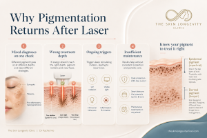 Four reasons dark spots return after laser including mixed diagnoses, wrong depth, ongoing triggers and insufficient maintenance
