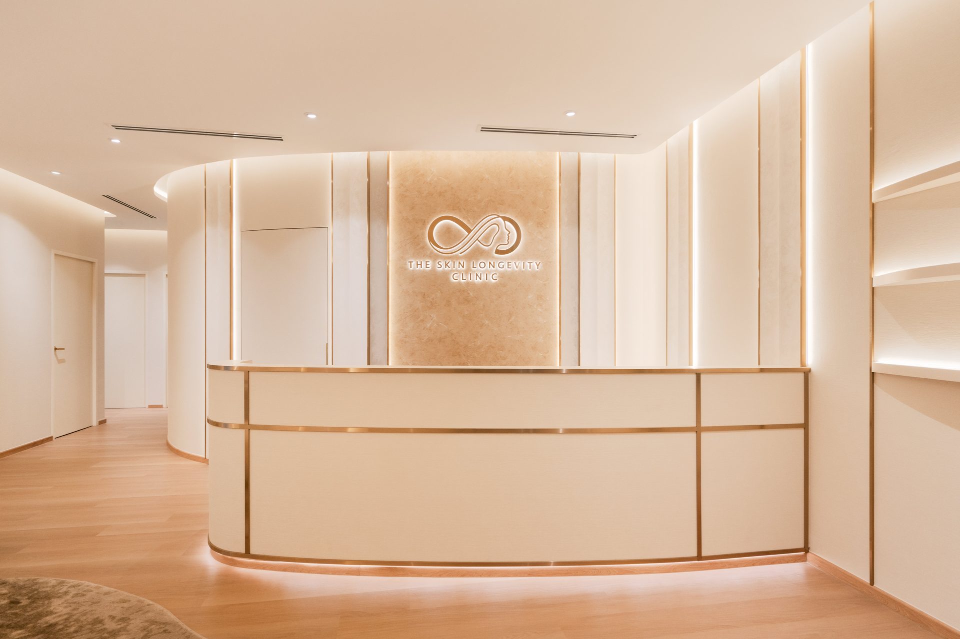Reception desk at The Skin Longevity Clinic, aesthetic clinic in Orchard, Singapore