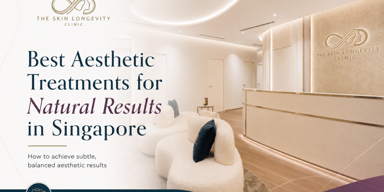 The Skin Longevity Clinic reception with the title Best Aesthetic Treatments for Natural Results in Singapore by Dr Rachel Ho
