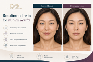 Conceptual comparison of a balanced botulinum toxin result with excessive facial muscle relaxation in an Asian woman