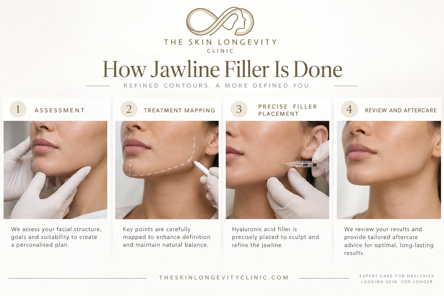 How jawline filler is done in Singapore: assessment, treatment mapping, precise filler placement, review and aftercare