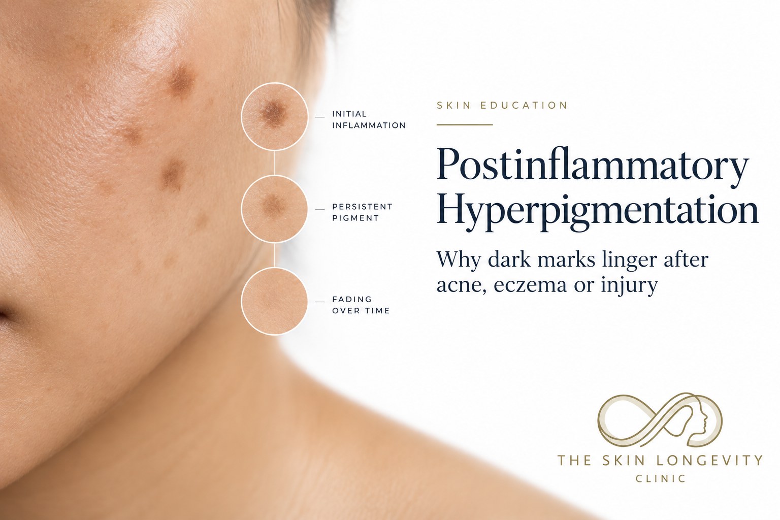 Postinflammatory hyperpigmentation: dark marks that linger after acne, eczema or injury, from initial inflammation to persistent pigment to fading over time