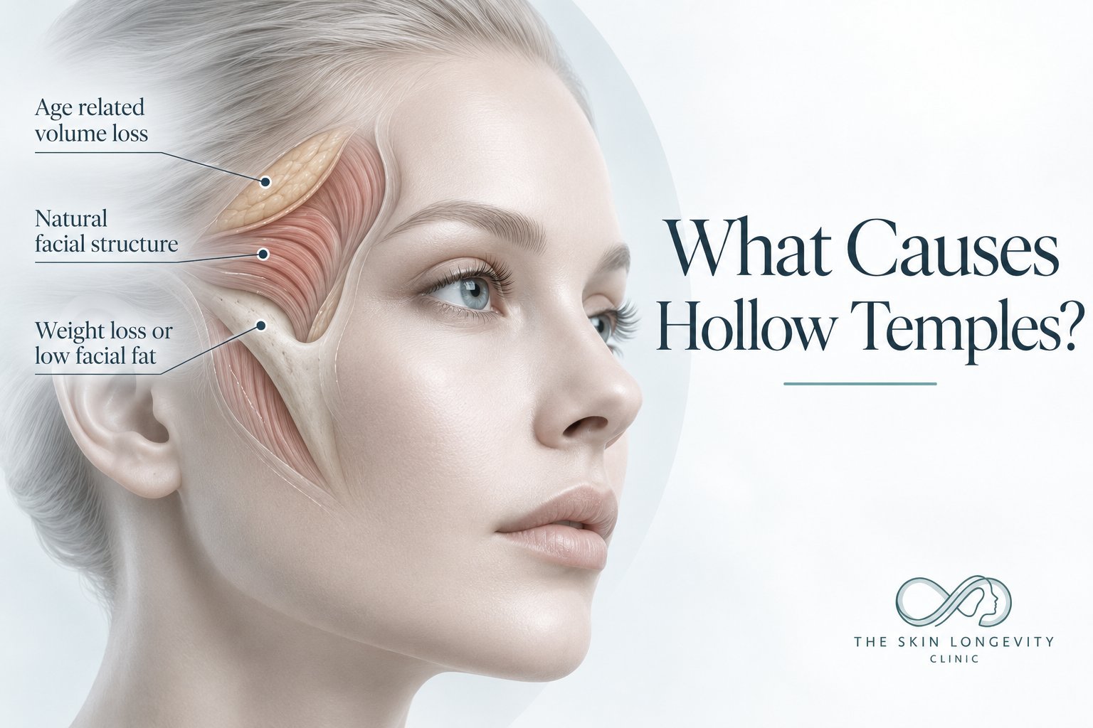 What causes hollow temples: age related volume loss, natural facial structure, weight loss or low facial fat