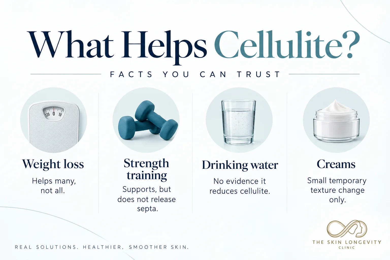 What helps cellulite: weight loss, strength training, drinking water and creams compared